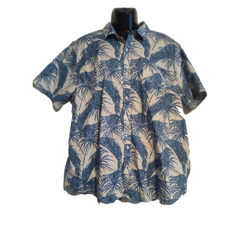 Hurley Tropical Leaf Blue & White Casual Button-Up Top XXL Bag2 - Picture 1 of 4